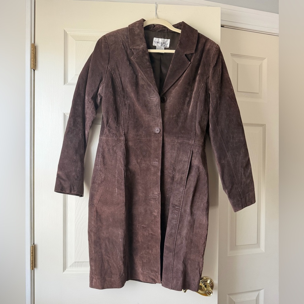Vintage Chocolate Brown Heavy Suede Coat